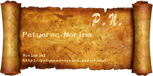 Petyerec Norina névjegykártya